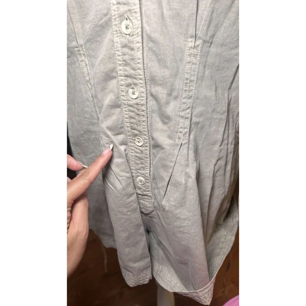 Free People Light Sage Button Front Shirt Romper Short Sleeve Tie Waist Size M - Picture 10 of 15